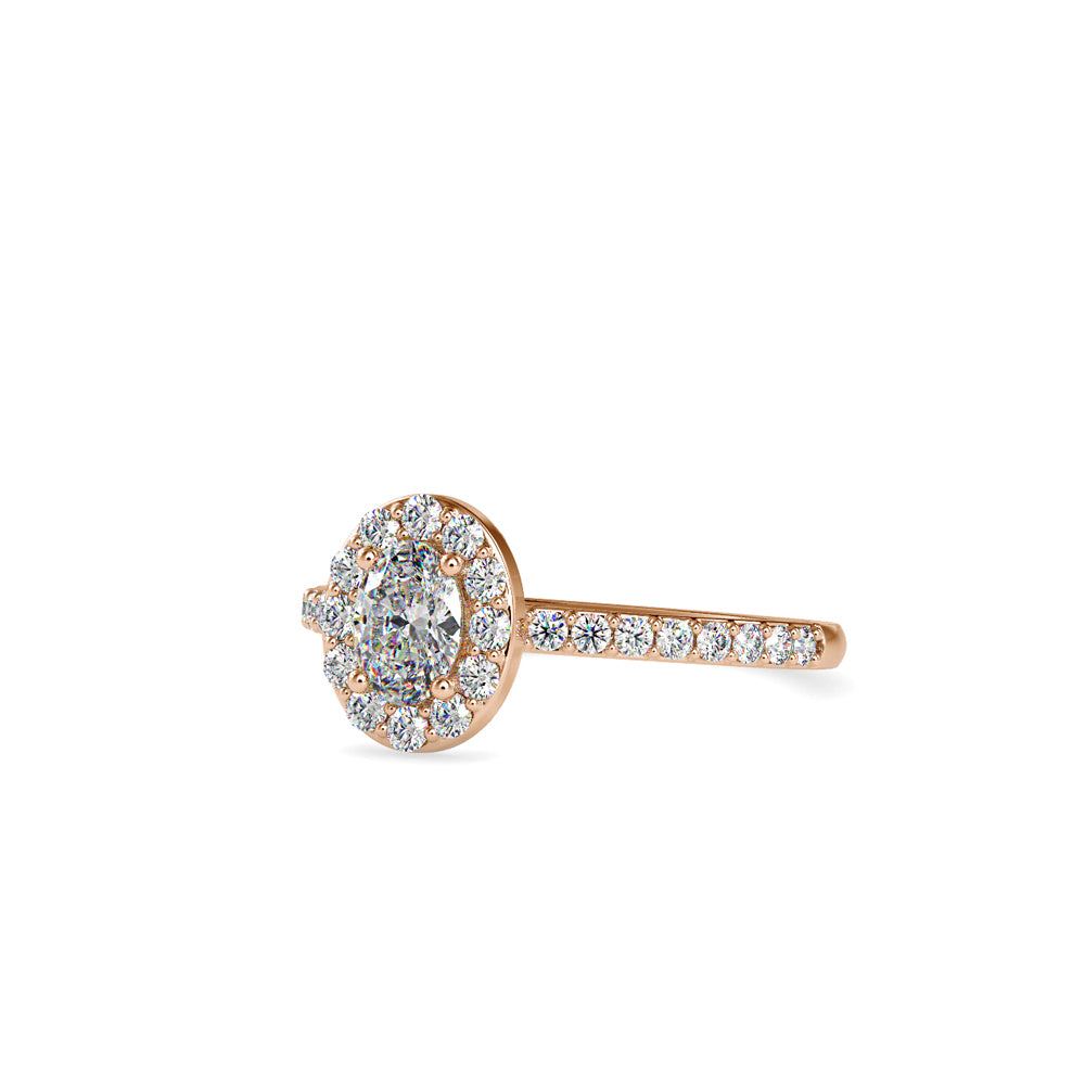 SKU: 0014 (18K) Oval Halo Engagment  Ring in Rose Gold.