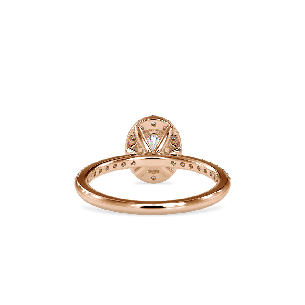 SKU: 0014 (14K) Oval Halo Engagment  Ring in Rose Gold.