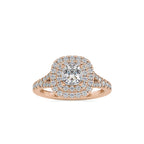 SKU: 0015 (14K) Double Halo Engagment Ring in Rose Gold.