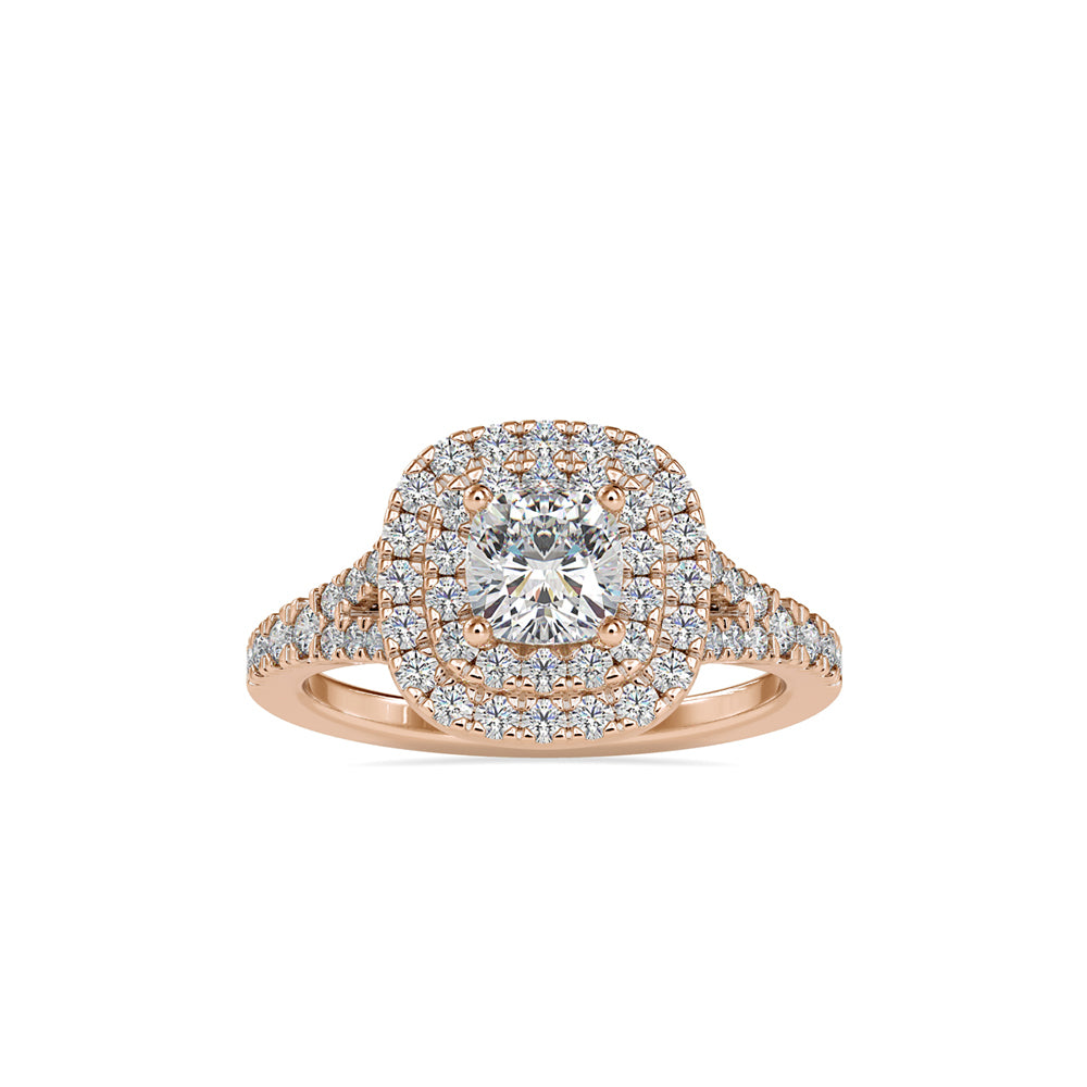 SKU: 0015 (14K) Double Halo Engagment Ring in Rose Gold.