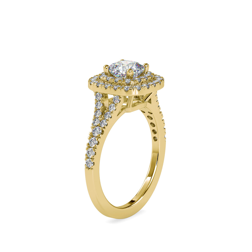 SKU: 0015 (22K) Double Halo Engagment Ring in Rose Gold.