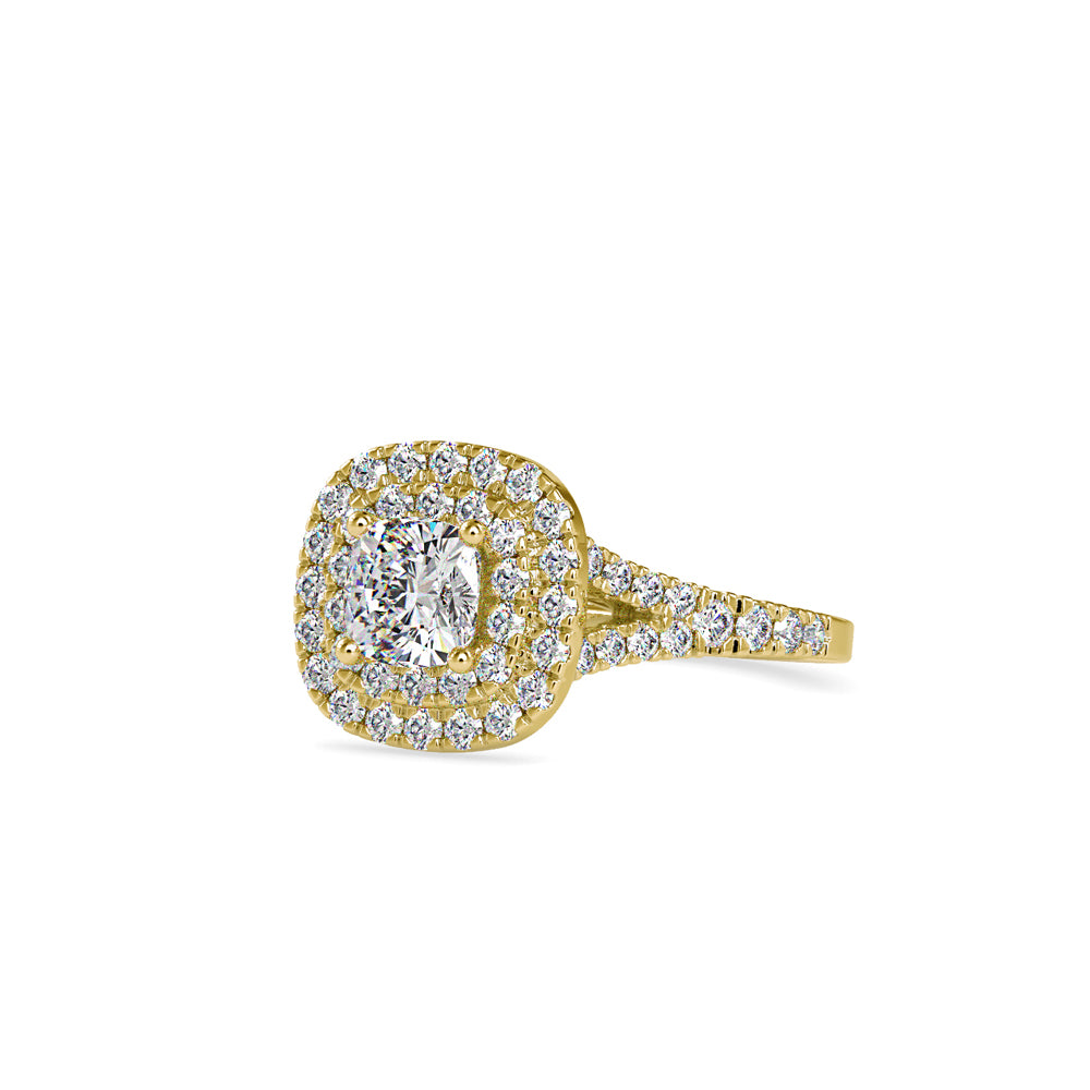 SKU: 0015 (14K) Double Halo Engagment Ring in Rose Gold.