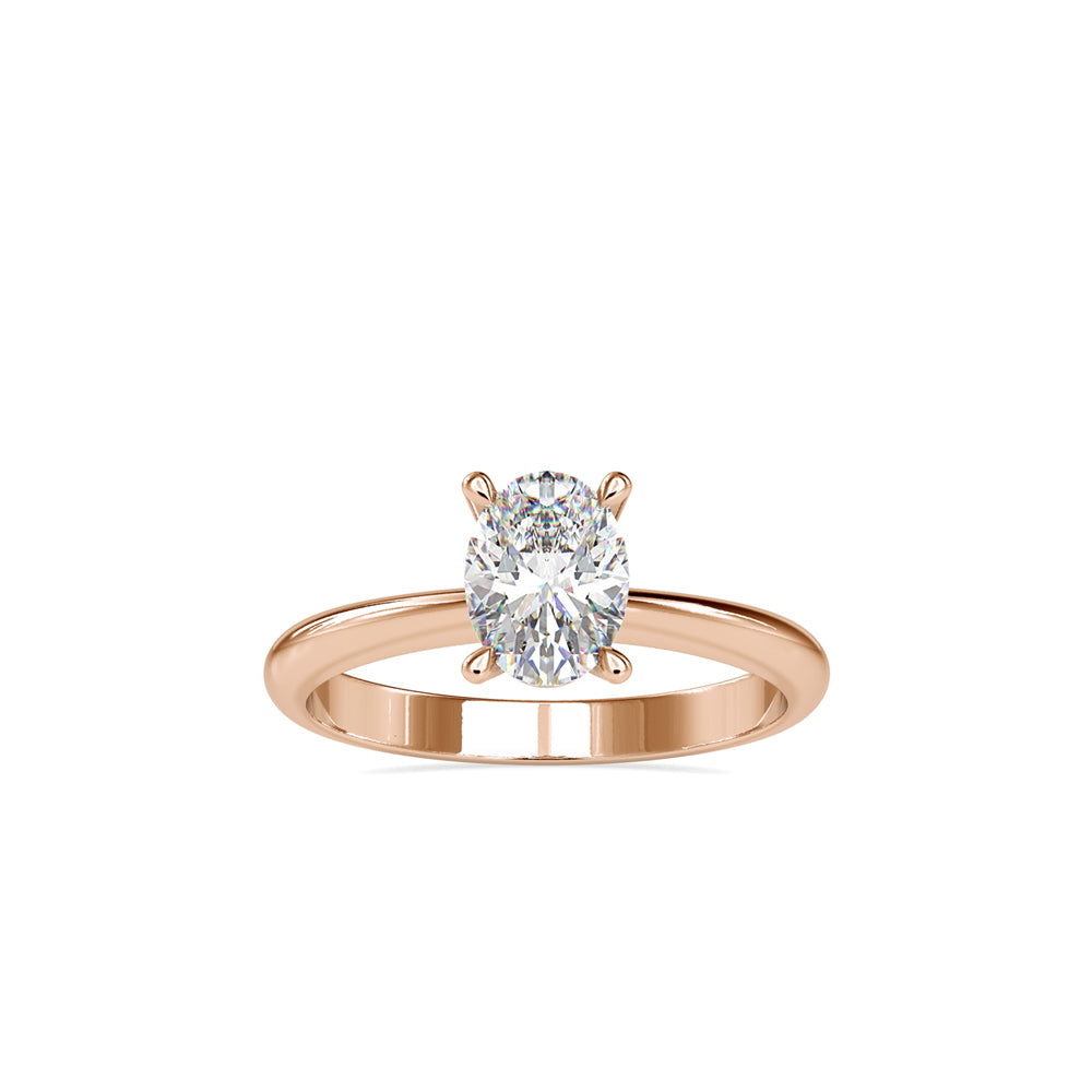 SKU: 0016 (14K) Oval Diamond Solitaire Ring in Rose Gold.