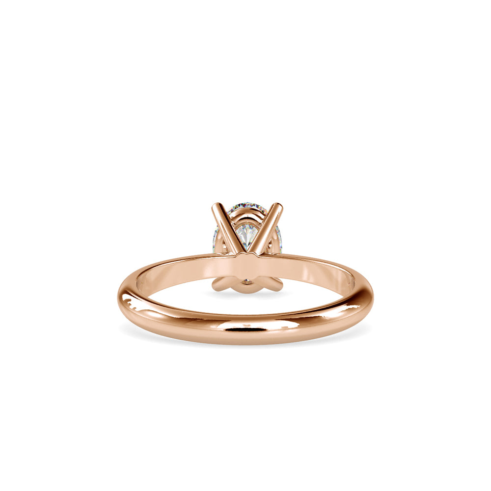 SKU: 0016 (10K) Oval Diamond Solitaire Ring in Rose Gold.