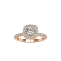 SKU: 0017 (10K) Double Halo Milgrain Cushion Cut Ring in Rose Gold.