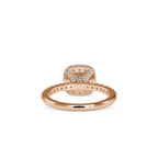 SKU: 0017 (10K) Double Halo Milgrain Cushion Cut Ring in Rose Gold.