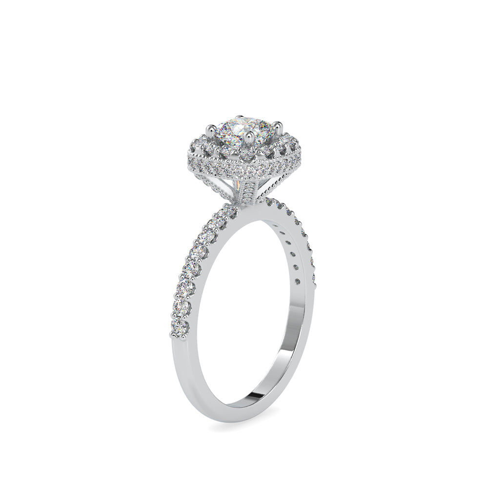 SKU: 0017 (18K) Double Halo Milgrain Cushion Cut Ring in Rose Gold.
