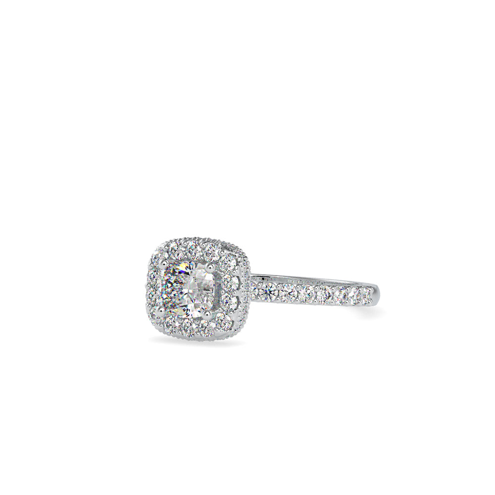 SKU: 0017 (18K) Double Halo Milgrain Cushion Cut Ring in Rose Gold.