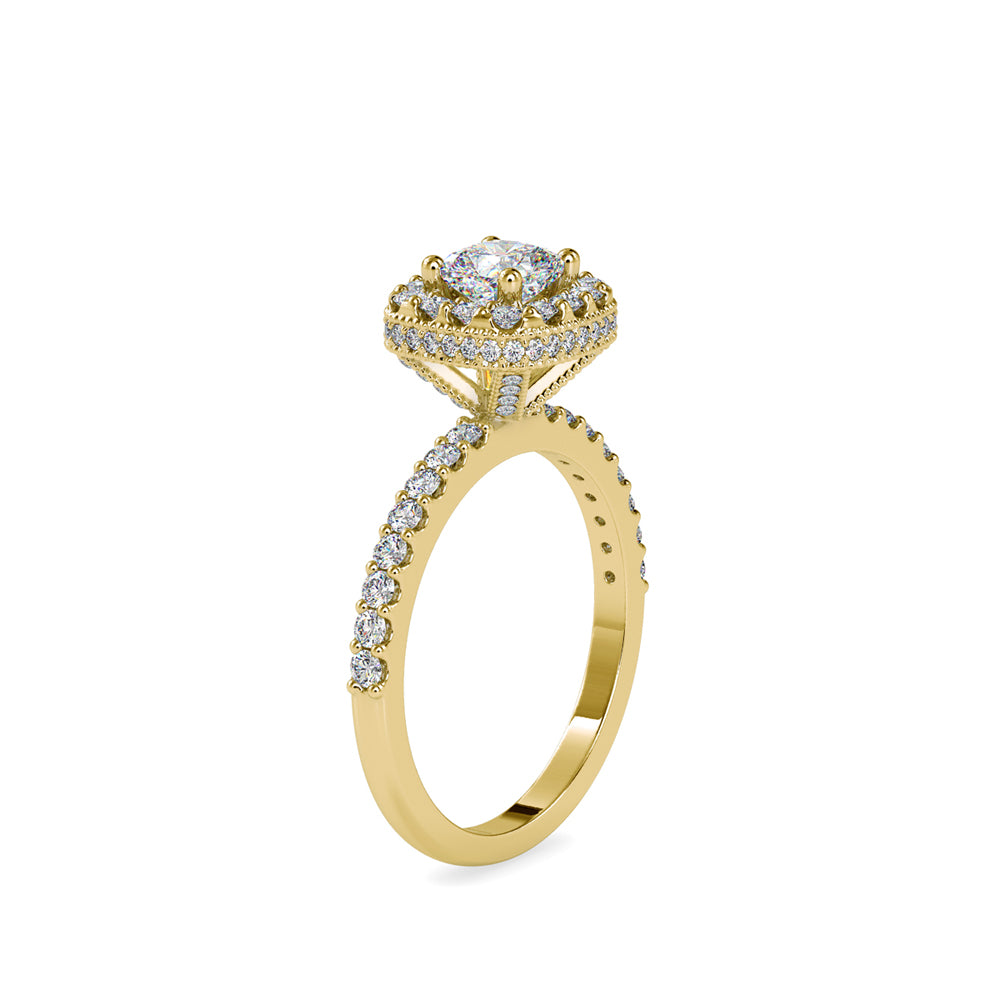 SKU: 0017 (22K) Double Halo Milgrain Cushion Cut Ring in Rose Gold.