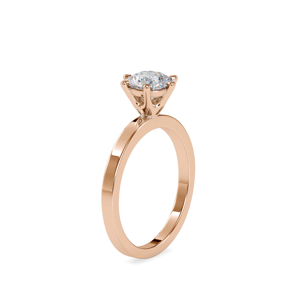 SKU: 0020 (10K) Unique Six-Prong Solitair Engagment Ring in Rose Gold.