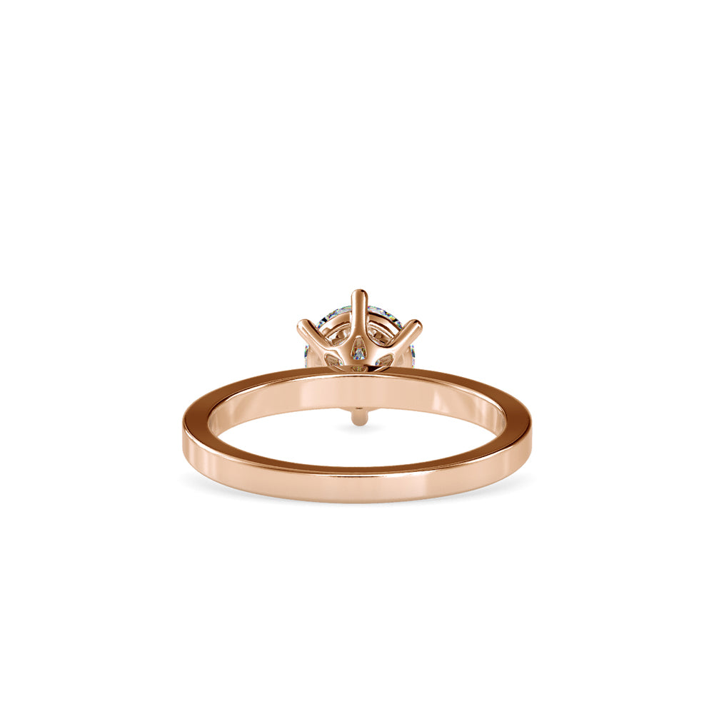 SKU: 0020 (14K) Unique Six-Prong Solitair Engagment Ring in Rose Gold.