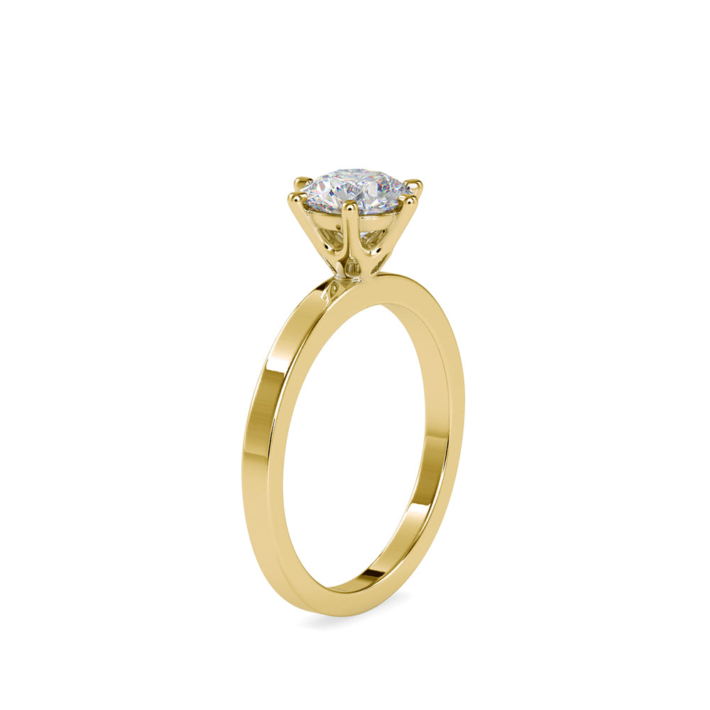 SKU: 0020 (10K) Unique Six-Prong Solitair Engagment Ring in Rose Gold.
