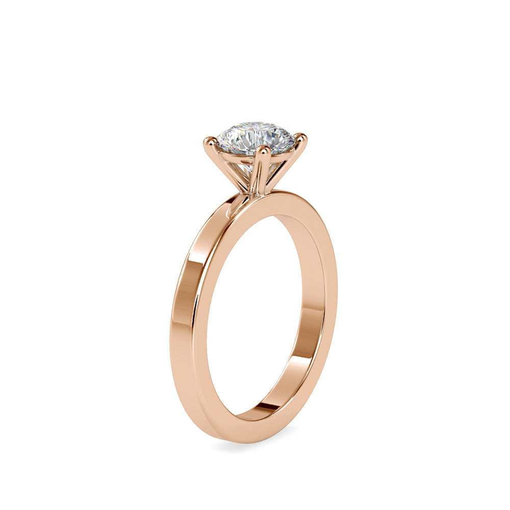 SKU: 0021 (18K) Classic four-Prong Solitaire Engagment Ring in Rose Gold.