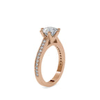 SKU: 0023 (10K) Six-Prong Round Diamond Pave Ring in Rose Gold.