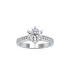 SKU: 0023 (18K) Six-Prong Round Diamond Pave Ring in Rose Gold.
