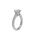 SKU: 0023 (14K) Six-Prong Round Diamond Pave Ring in Rose Gold.
