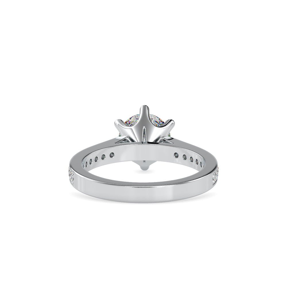 SKU: 0023 (18K) Six-Prong Round Diamond Pave Ring in Rose Gold.