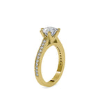 SKU: 0023 (10K) Six-Prong Round Diamond Pave Ring in Rose Gold.