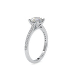 SKU: 0024 (18K) Four-Prong Round Diamond Pave Engagment Ring in Rose Gold.