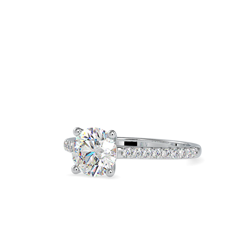SKU: 0024 (22K) Four-Prong Round Diamond Pave Engagment Ring in Rose Gold.