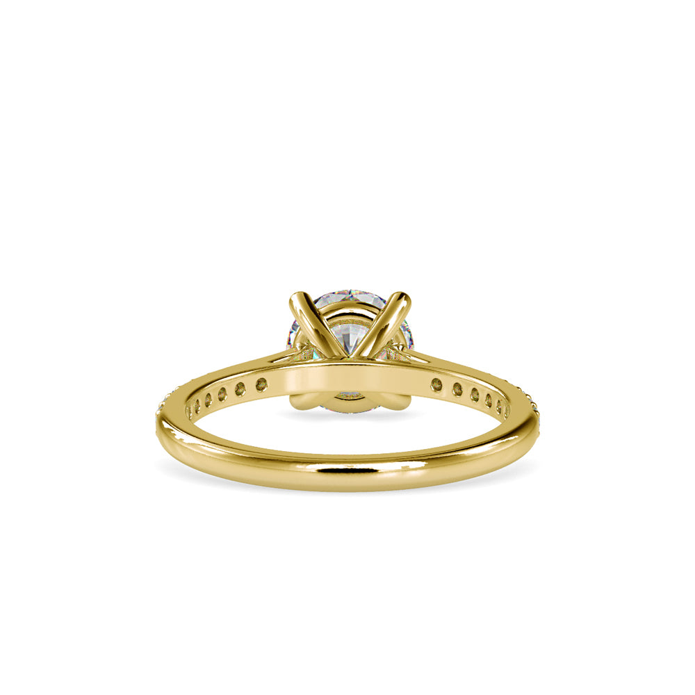 SKU: 0024 (10K) Four-Prong Round Diamond Pave Engagment Ring in Rose Gold.