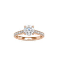 SKU: 0025 (10K) Four-Prong Diamond Engagment Ring in Rose Gold.