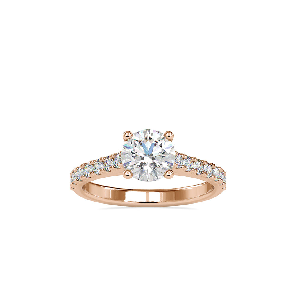 SKU: 0025 (14K) Four-Prong Diamond Engagment Ring in Rose Gold.
