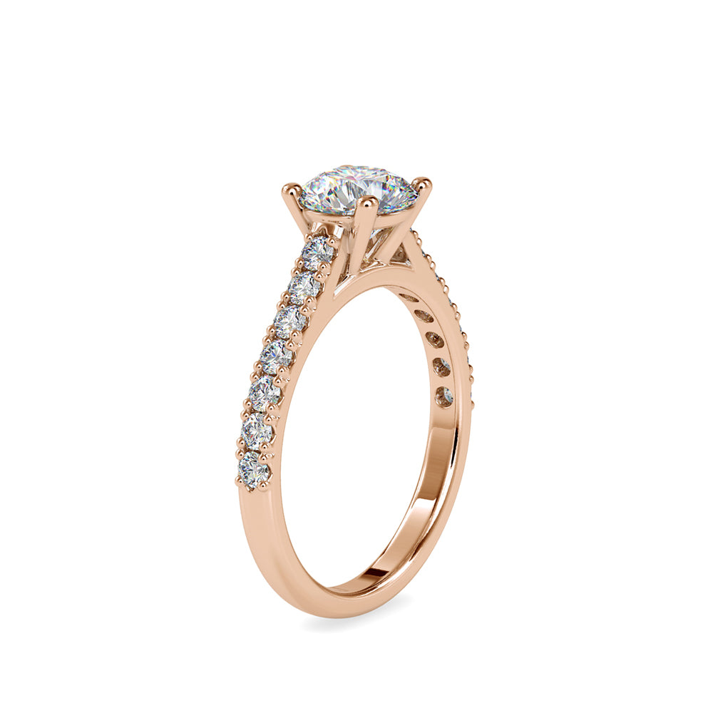 SKU: 0025 (22K) Four-Prong Diamond Engagment Ring in Rose Gold.