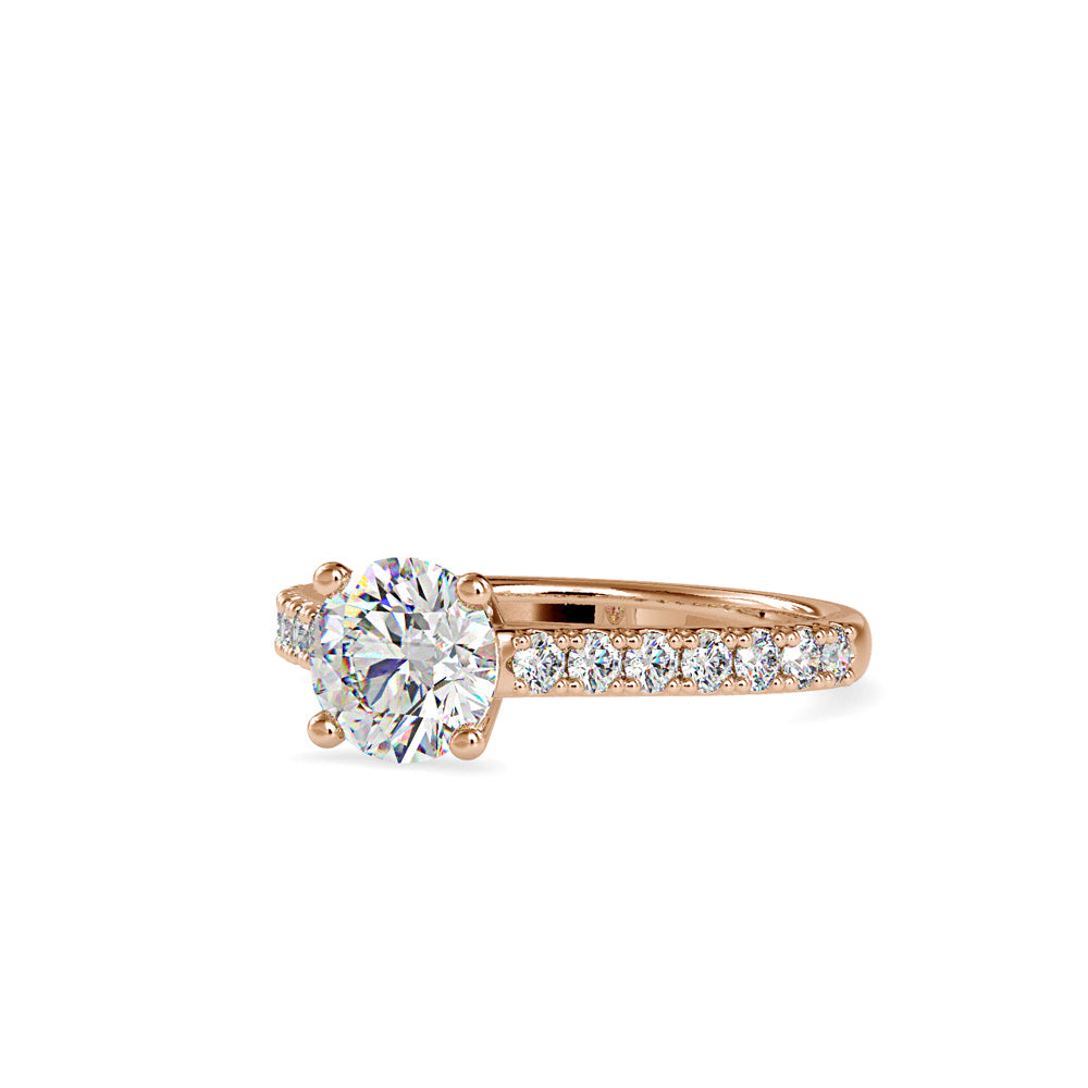 SKU: 0025 (14K) Four-Prong Diamond Engagment Ring in Rose Gold.