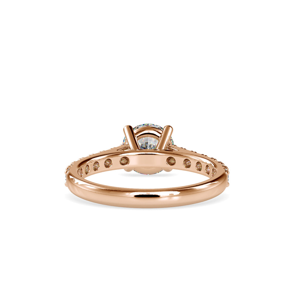 SKU: 0025 (18K) Four-Prong Diamond Engagment Ring in Rose Gold.