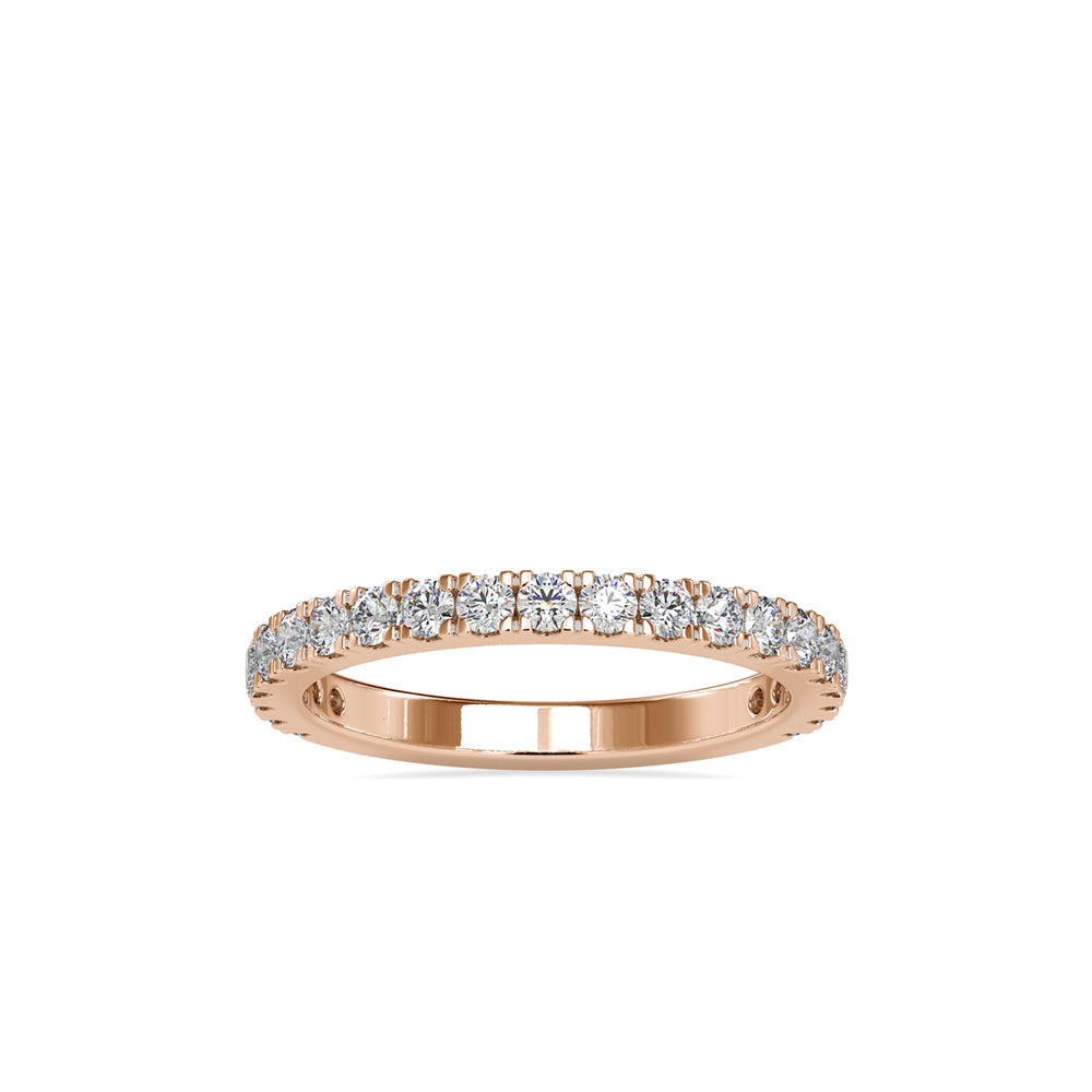 SKU: 0026 (10K) Diamond Bead-Set Wedding Band in Rose Gold.