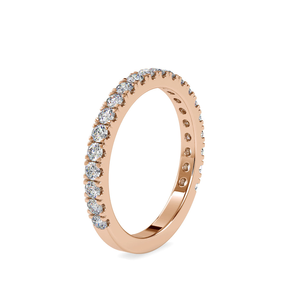 SKU: 0026 (14K) Diamond Bead-Set Wedding Band in Rose Gold.