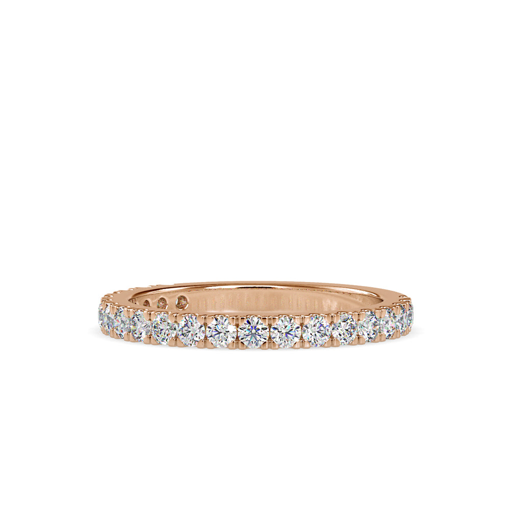 SKU: 0026 (18K) Diamond Bead-Set Wedding Band in Rose Gold.