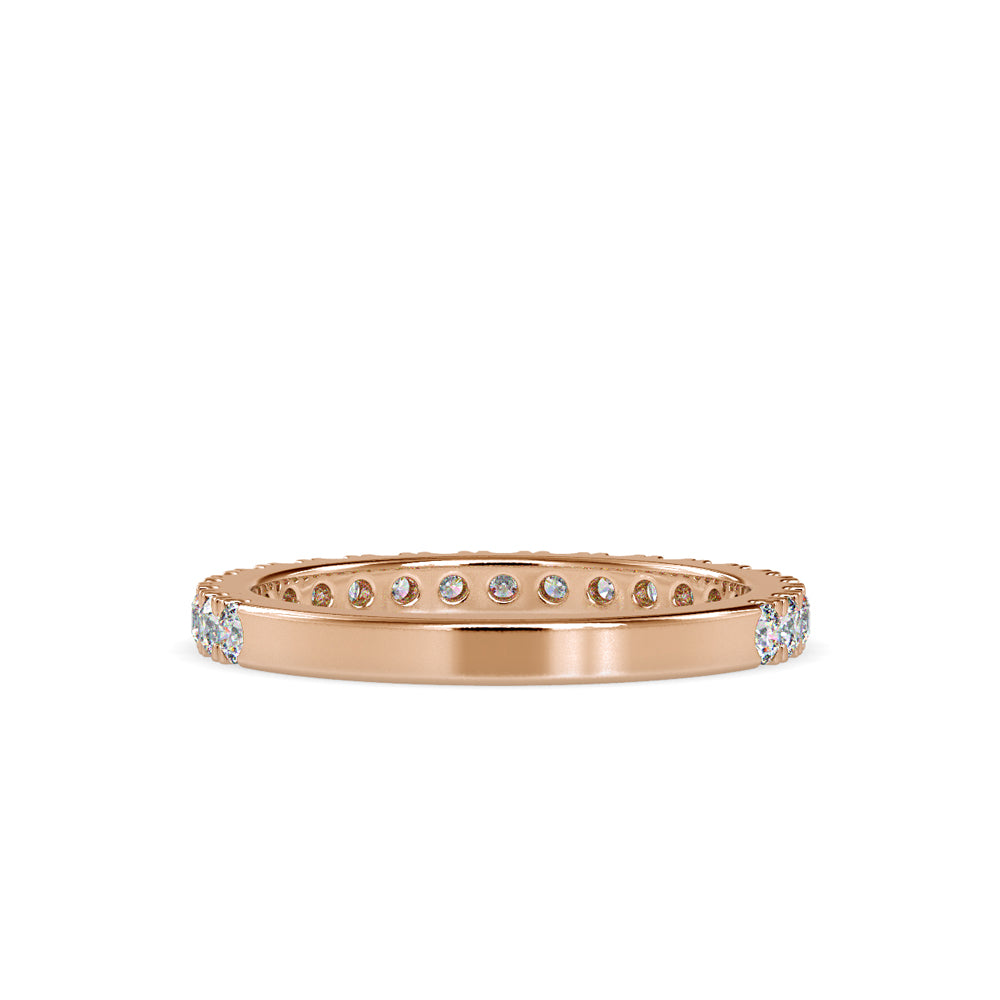 SKU: 0026 (14K) Diamond Bead-Set Wedding Band in Rose Gold.