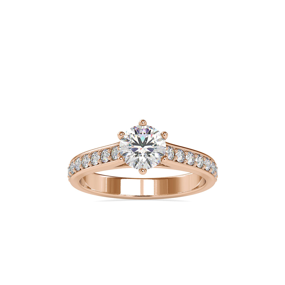 SKU: 0027 (14K) Six-Prong Diamond Engagment Ring in Rose Gold.