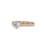 SKU: 0027 (14K) Six-Prong Diamond Engagment Ring in Rose Gold.