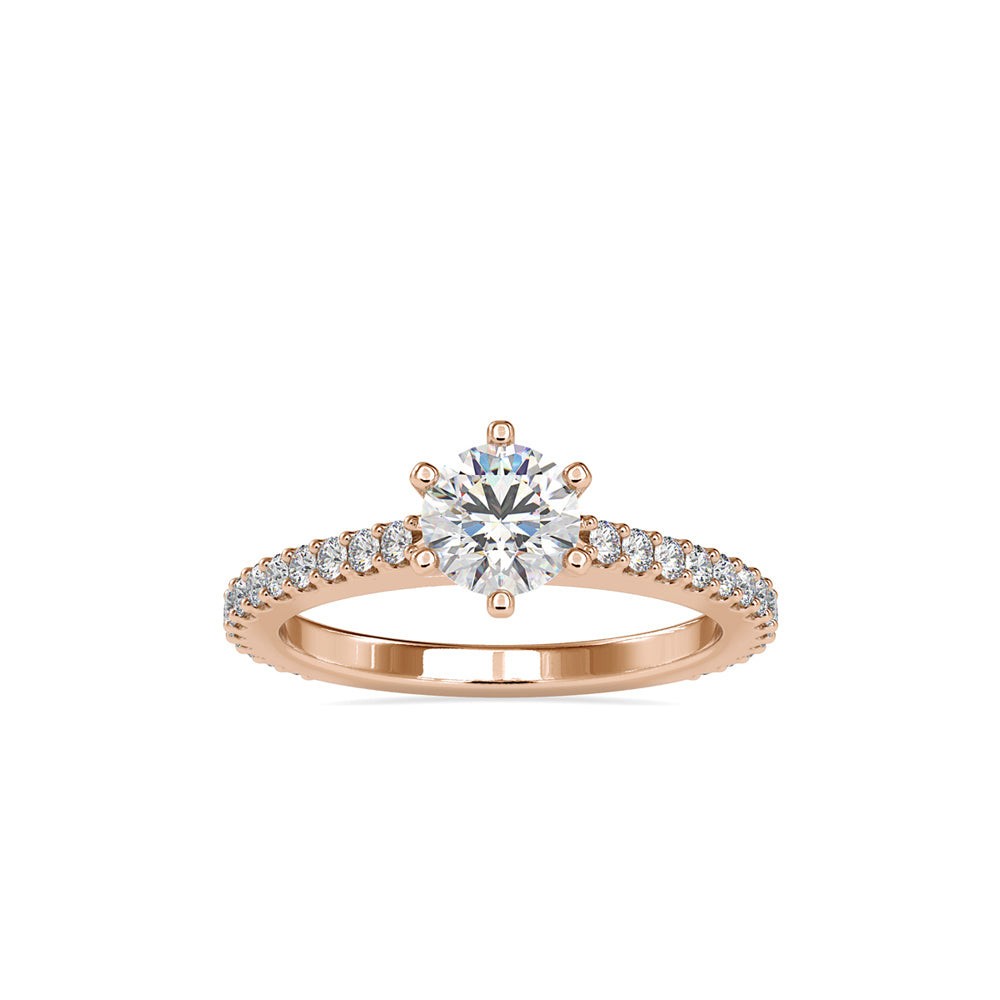 SKU: 0028 (18K) Six-Prong Solitaire Engagment Ring in Rose Gold.