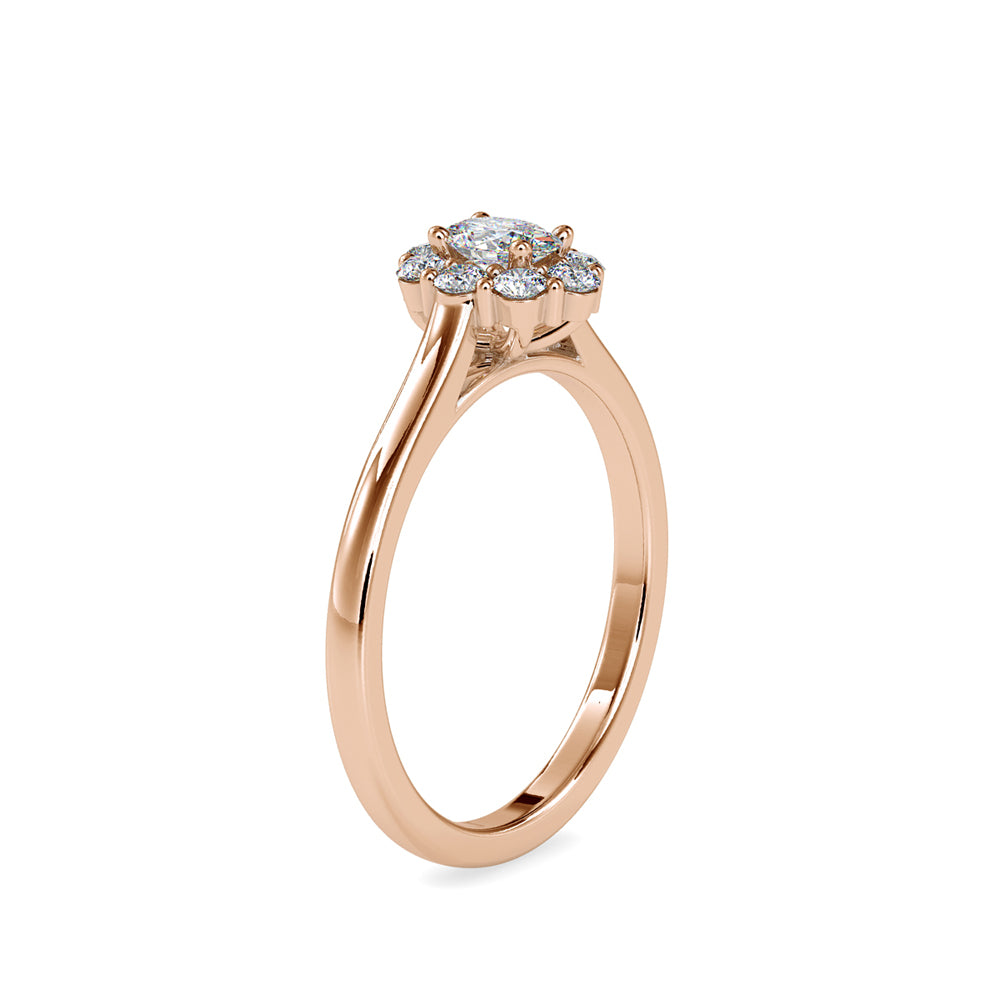 SKU: 0030 (10K) Oval Cluster Engagment Ring in Rose Gold.