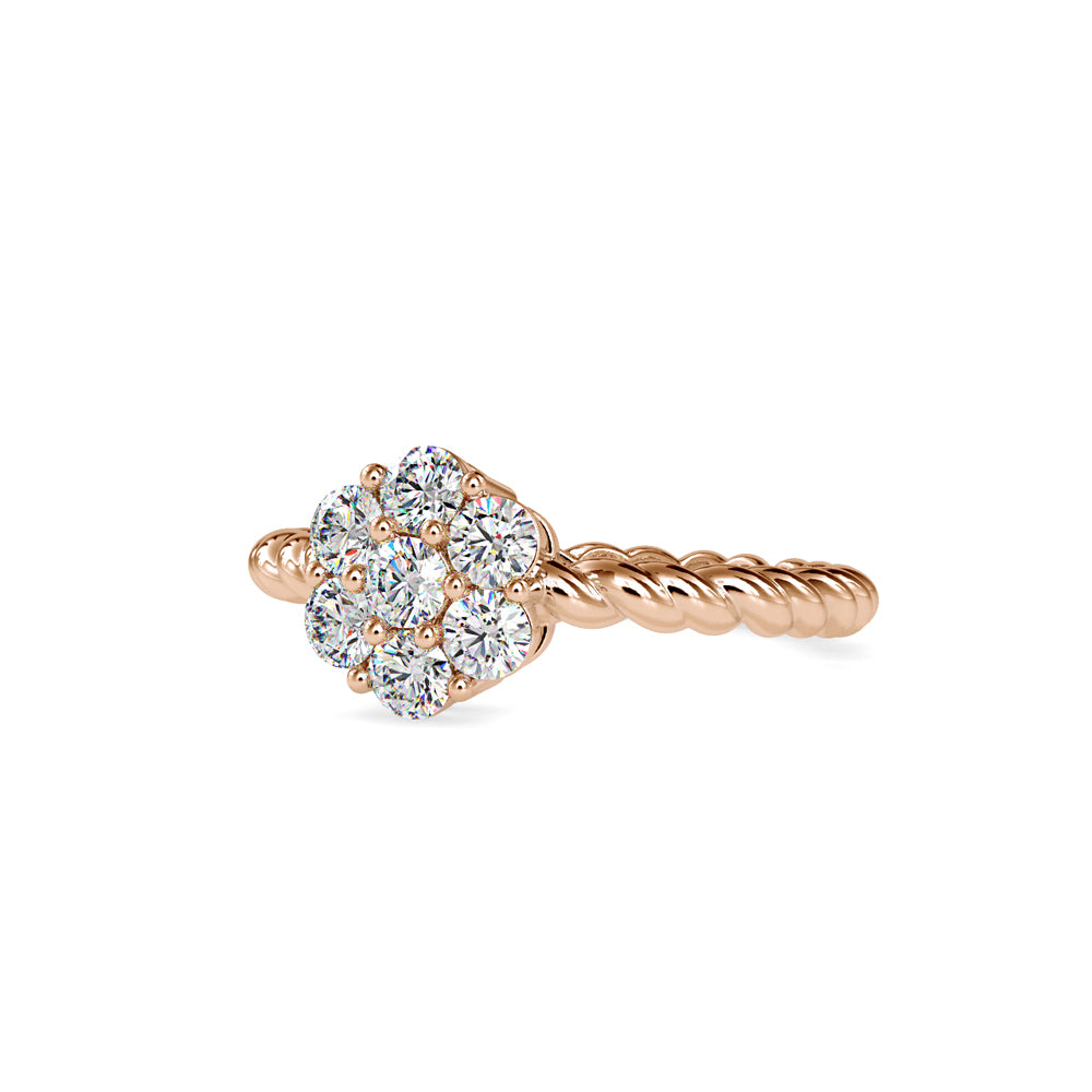 SKU: 0031 (14K) Twisted Rope Cluster Ring in Rose Gold.