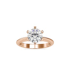 SKU: 0032 (14K) Unique Six-Prong Solitaire Ring in Rose Gold.