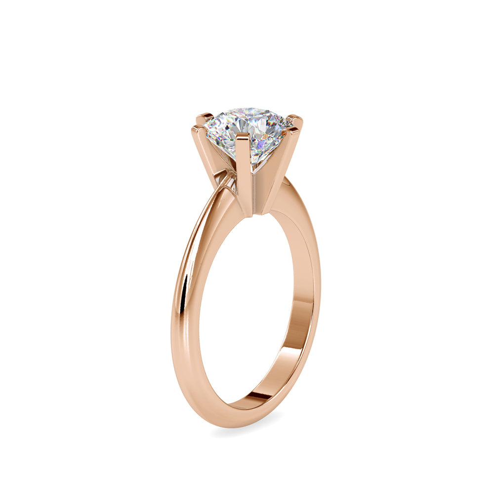 SKU: 0032 (14K) Unique Six-Prong Solitaire Ring in Rose Gold.