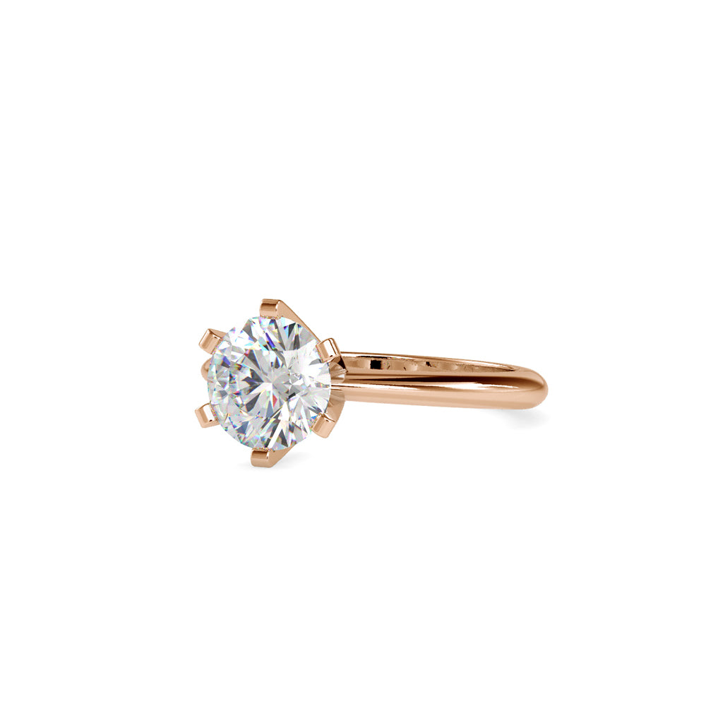 SKU: 0032 (10K) Unique Six-Prong Solitaire Ring in Rose Gold.