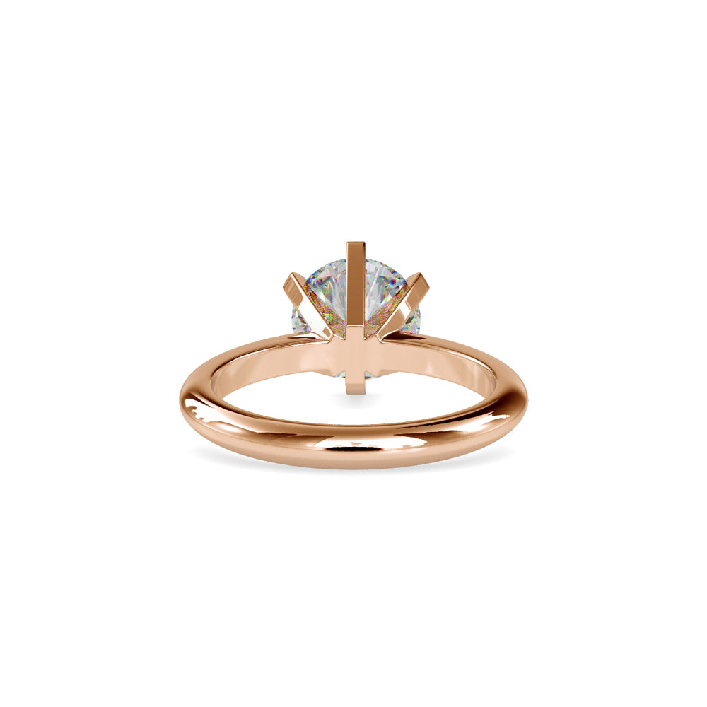 SKU: 0032 (14K) Unique Six-Prong Solitaire Ring in Rose Gold.