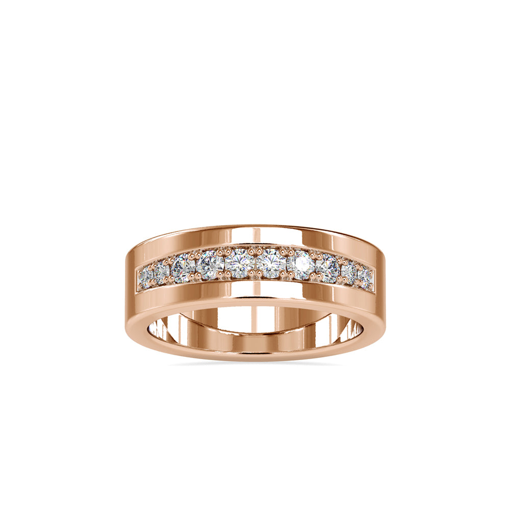 SKU: 0034 (18K) Wide Wedding Band With Diamonds in Rose Gold.