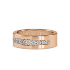 SKU: 0034 (18K) Wide Wedding Band With Diamonds in Rose Gold.