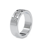SKU: 0034 (14K) Wide Wedding Band With Diamonds in Rose Gold.