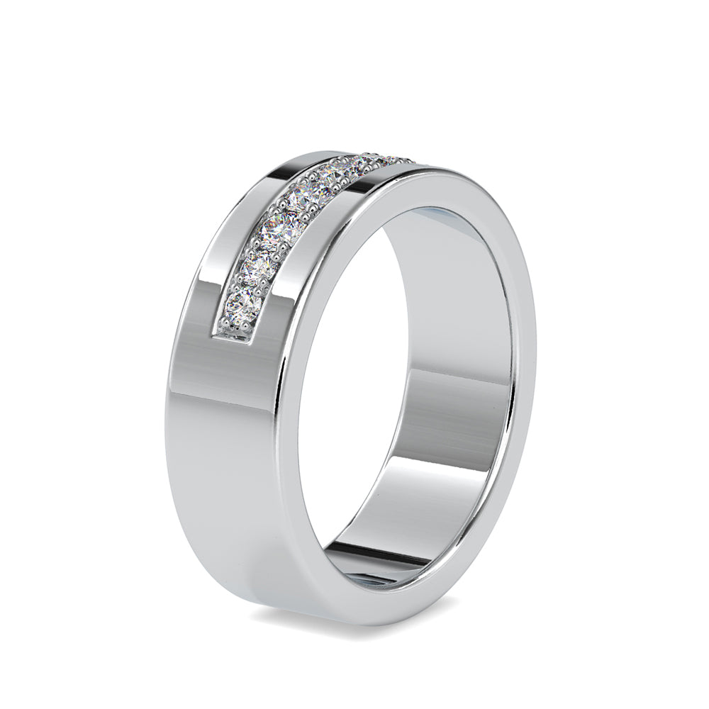 SKU: 0034 (18K) Wide Wedding Band With Diamonds in Rose Gold.