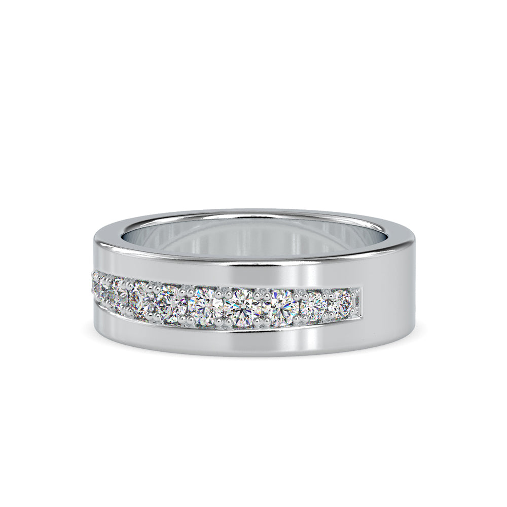 SKU: 0034 (18K) Wide Wedding Band With Diamonds in Rose Gold.
