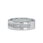 SKU: 0034 (14K) Wide Wedding Band With Diamonds in Rose Gold.
