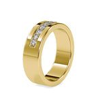 SKU: 0034 (18K) Wide Wedding Band With Diamonds in Rose Gold.